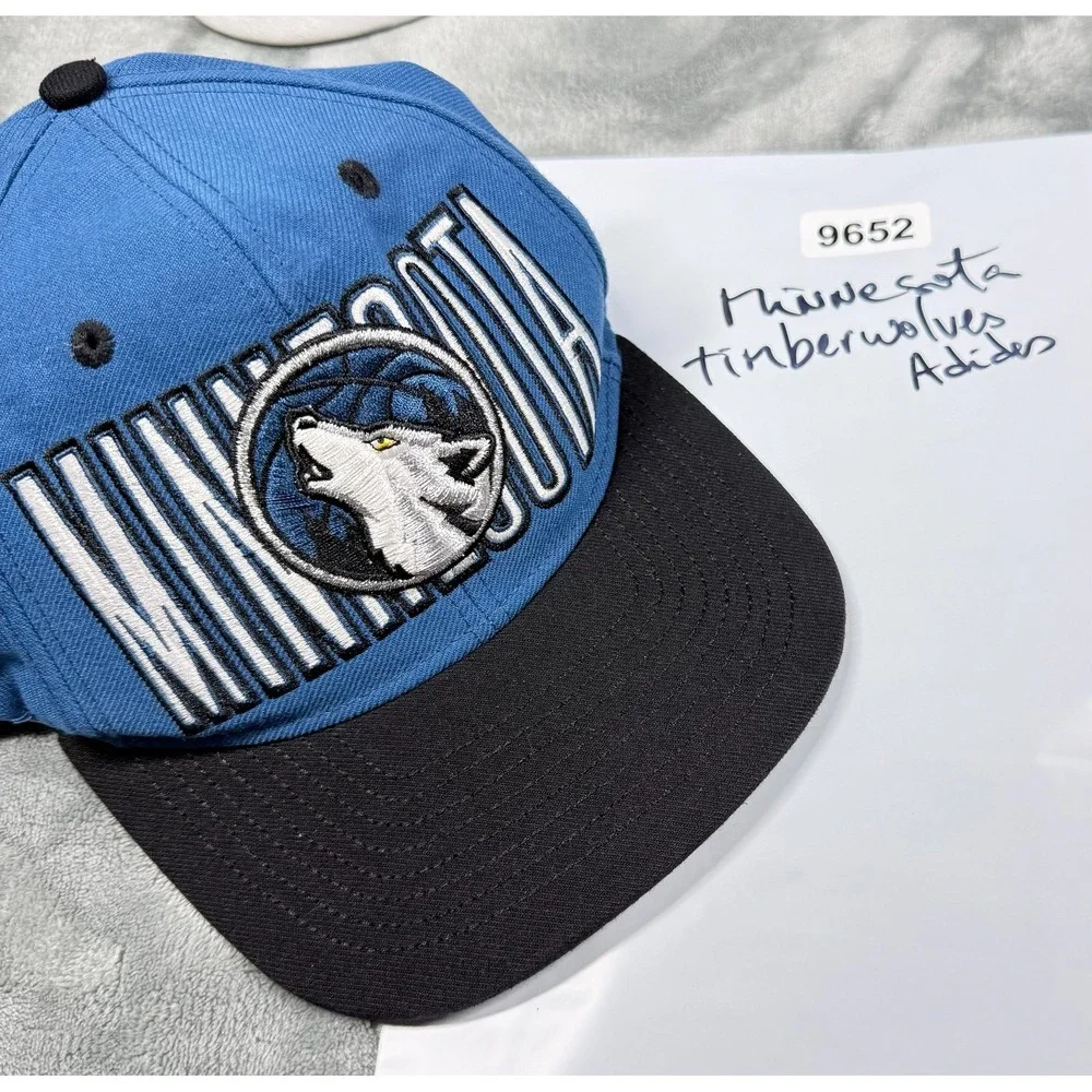Minnesota Timberwolves Snapback Hat Adidas Blue Black Wolf Logo NBA